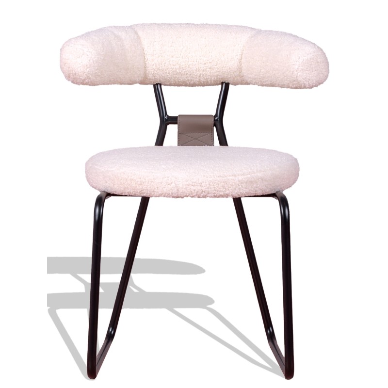 Cadeira de design Oxford estofada em bouclé