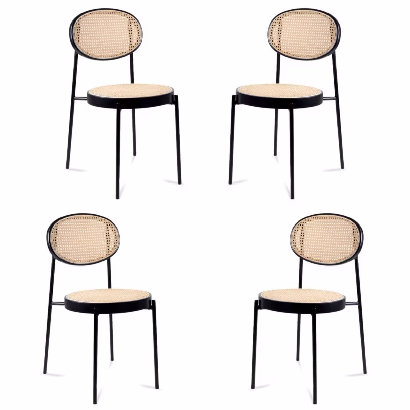 Pack de 4 sillas de comedor Preston en ratán natural